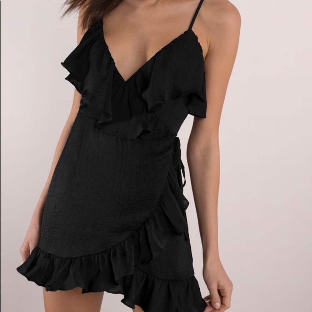 Tobi Black Scarlett Ruffle Wrap Dress - Picture 1 of 6